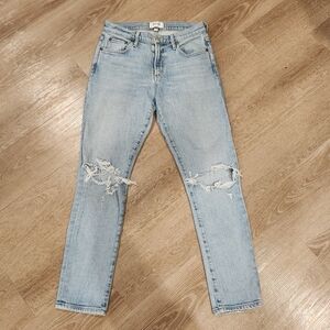 Agolde The Toni Mid Rise Pristine Wash Distressed Size 25 Denim Revolve Jeans